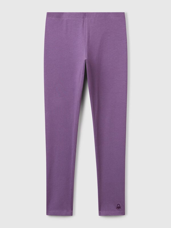 Leggings aus elastischer Baumwolle mit Logo Mädchen