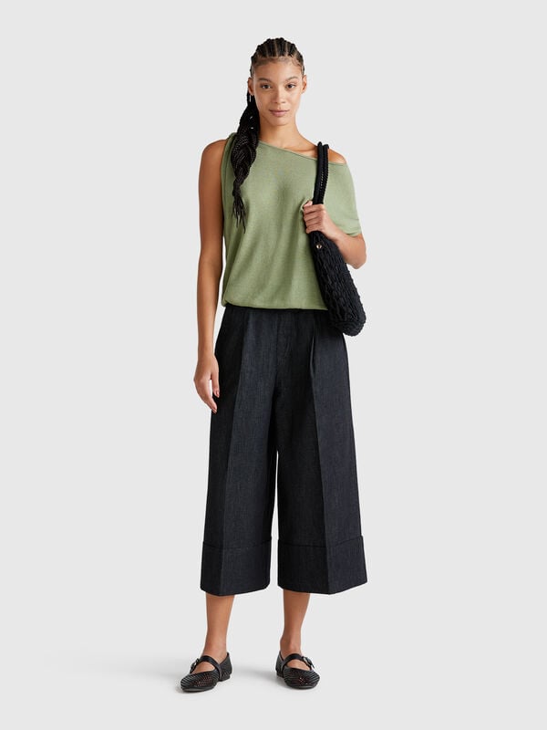 Jeans ampi con risvolto Donna
