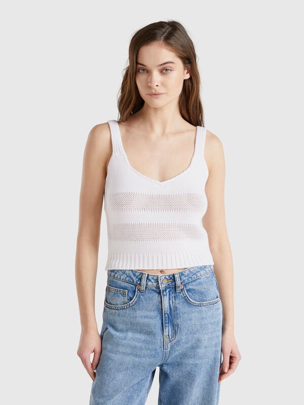 Gestricktes Tanktop aus 100 % Baumwolle Damen