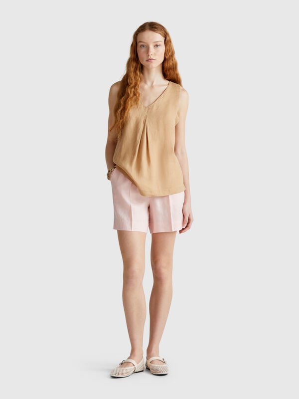Shorts aus reinem Leinen mit Kordelzug Damen