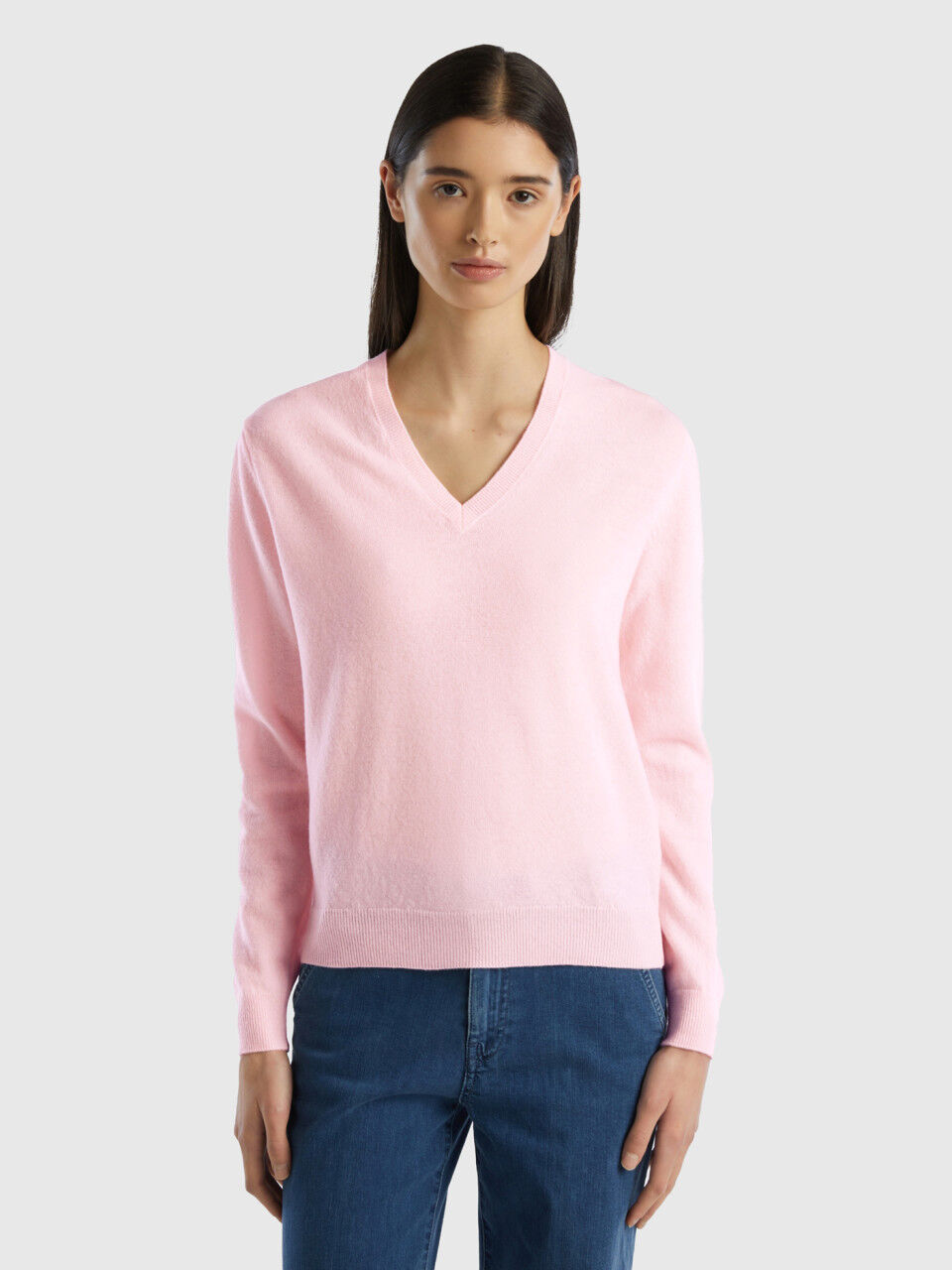Pink v neck deals sweater