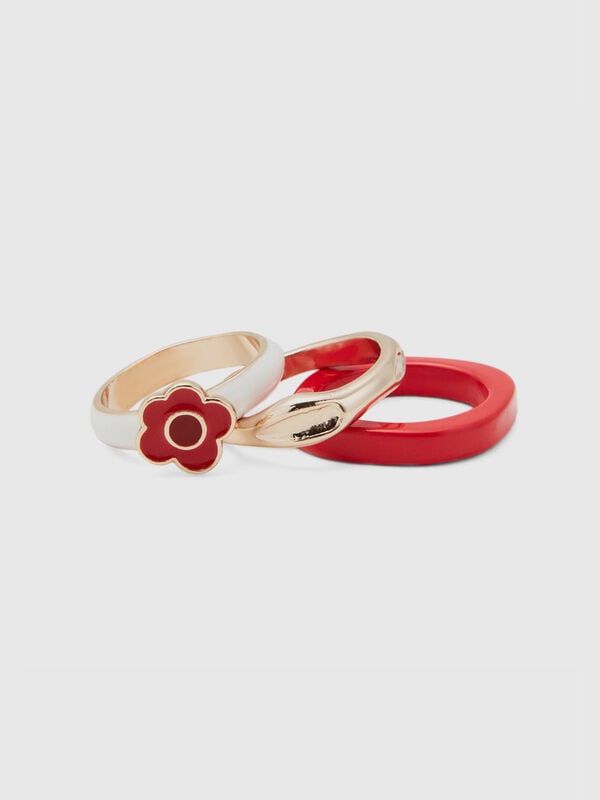 Tre anelli oro, rosso e bianco Donna