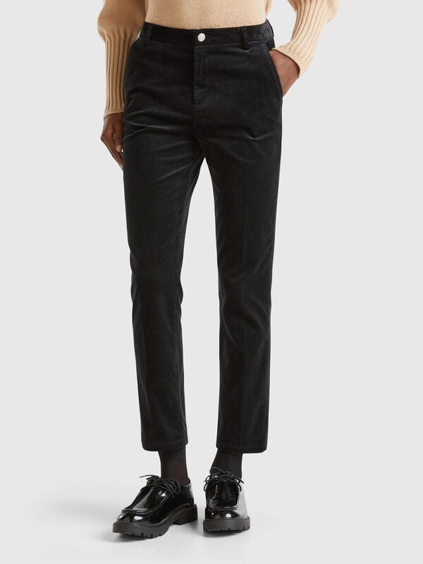 Pantalon chino en velours extensible Femme