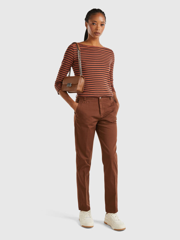 Chino slim fit in cotone testa di moro Donna