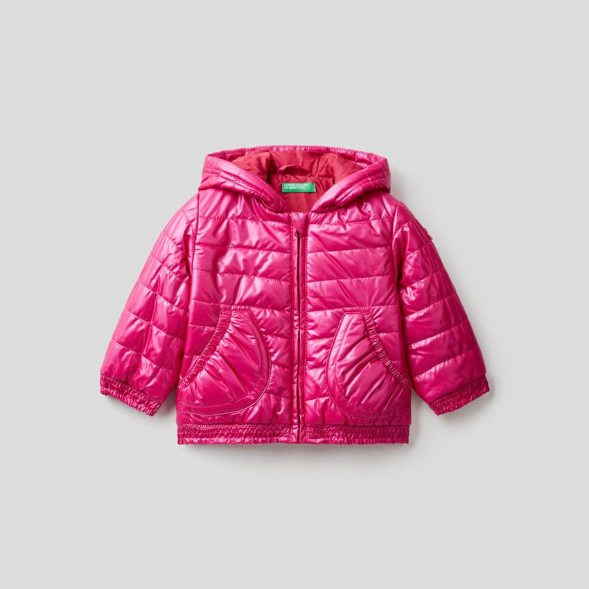 Padded jacket with rouches