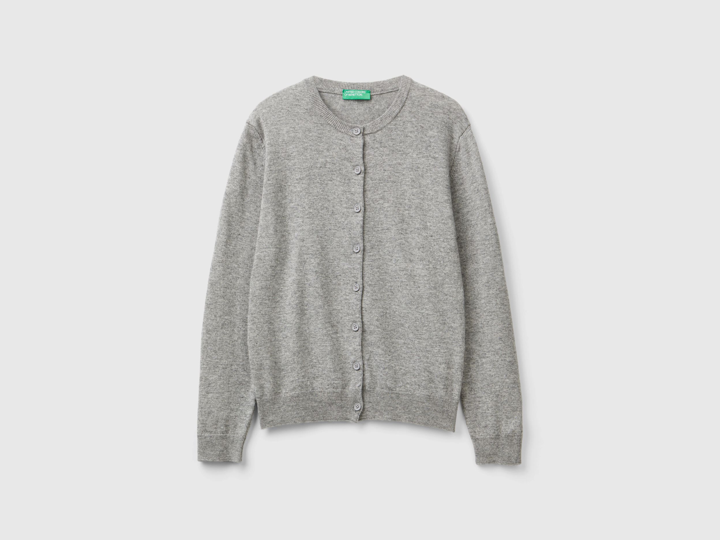 Light gray cardigan in cashmere and wool blend Light Gray Benetton