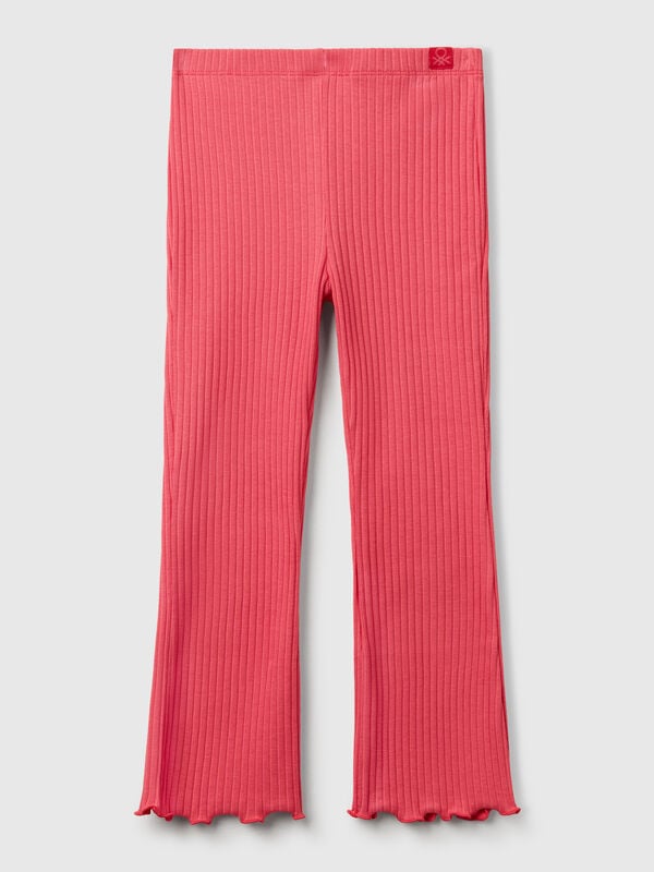 Leggings flare fit in cotone stretch Bambina