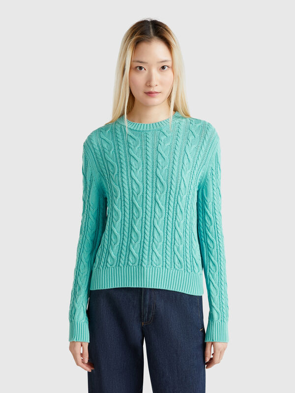 Pull en maille torsadée 100% coton Femme