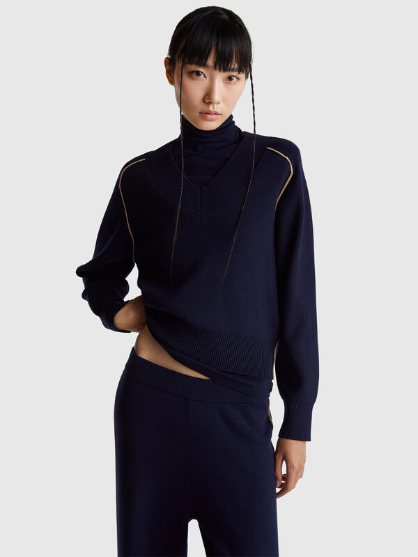 Pullover mit V-Ausschnitt und kastiger Passform Damen