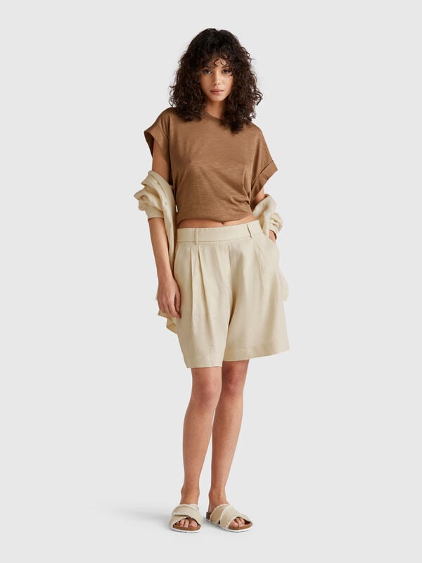 Bermuda 100% lin Femme