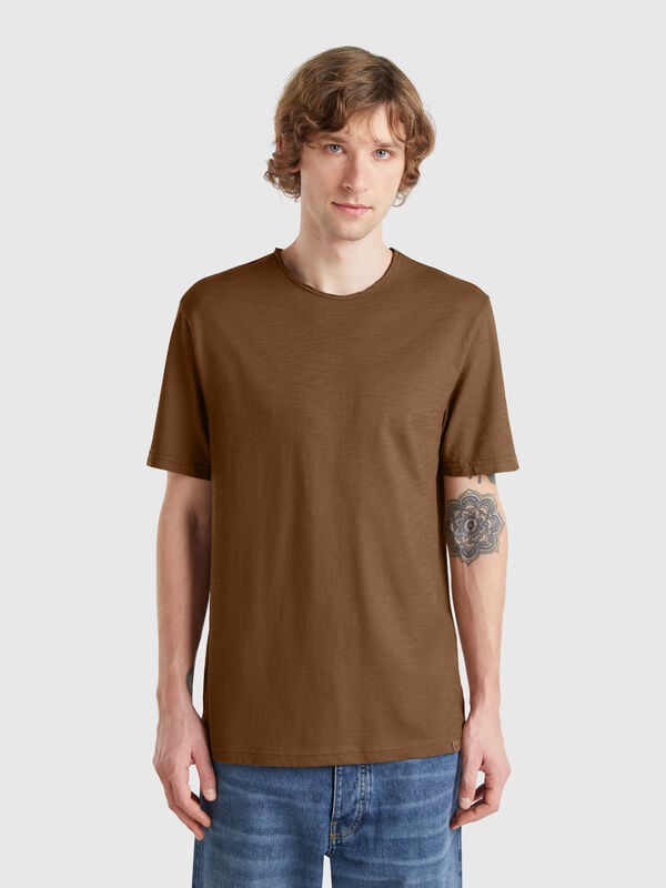 T-Shirt in Braun aus geflammter Baumwolle Herren