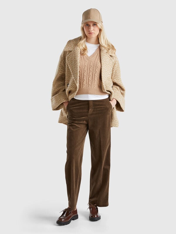 Pantalon large en velours Pantalon large en velours Femme