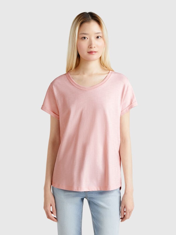 T-shirt manica corta in cotone leggero Donna