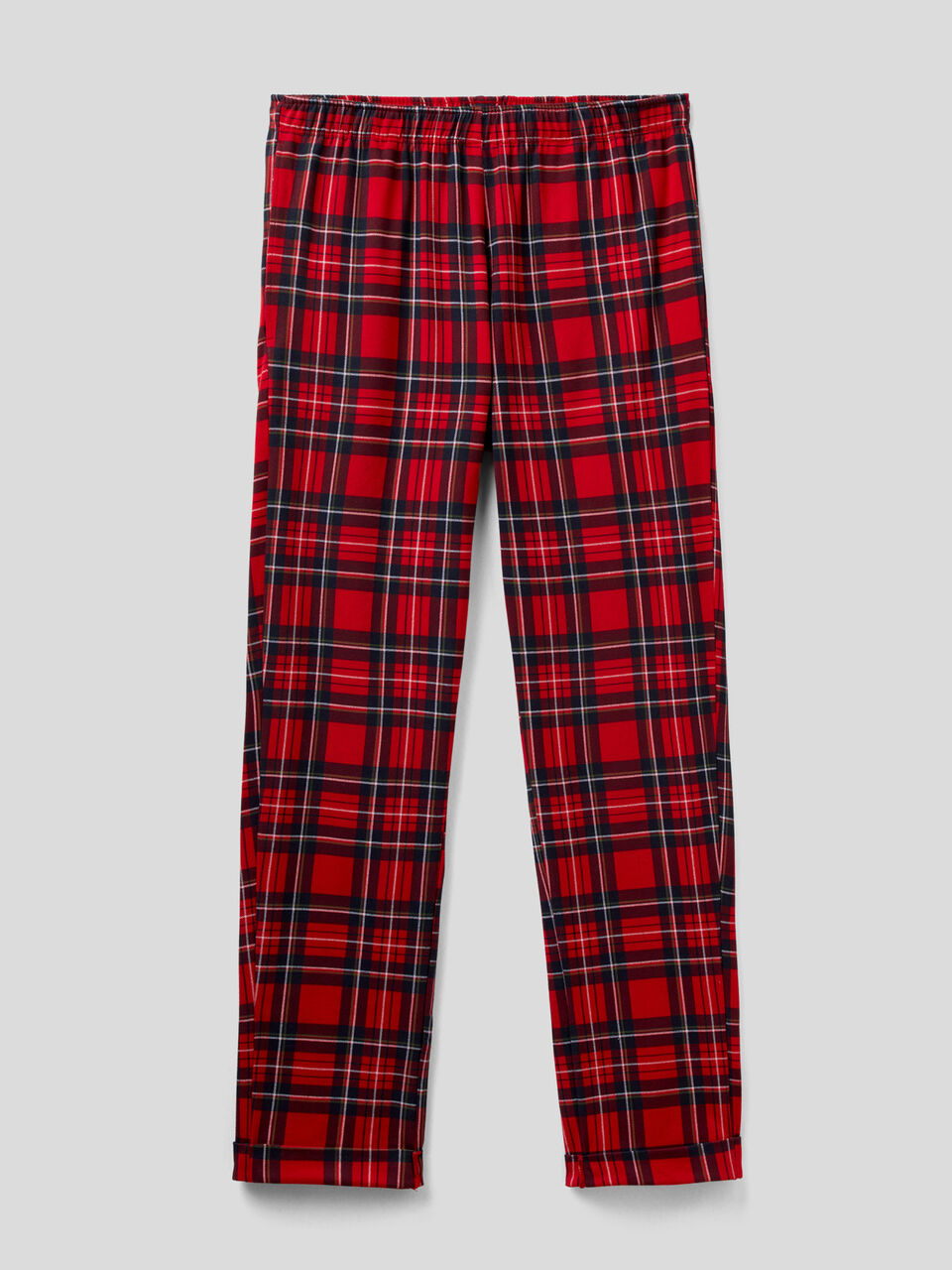 Checked cotton flannel trousers image number 1