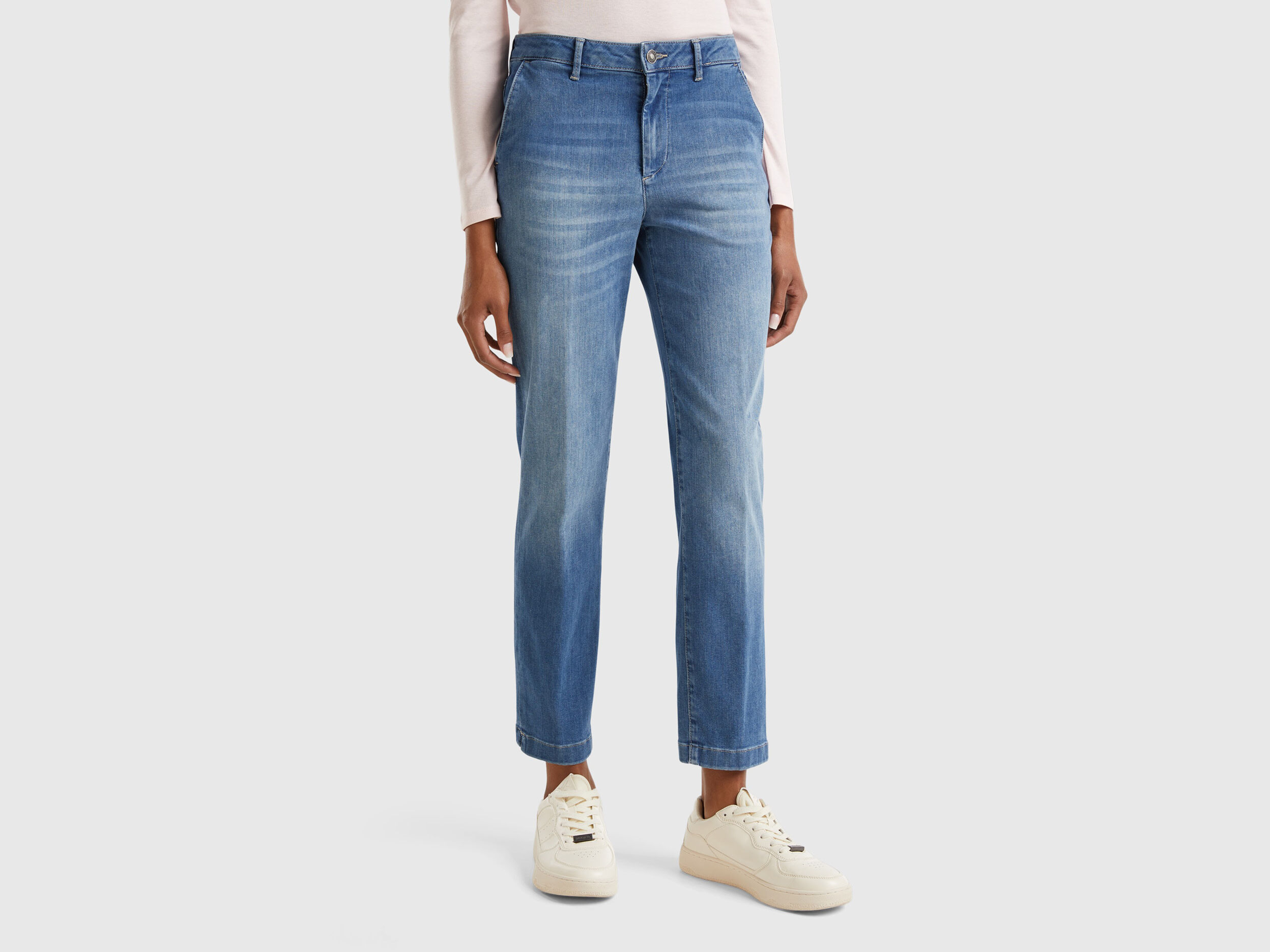 Slim Fit Chino-Hose aus Denim - Blau | Benetton