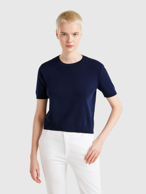 Short sleeve 100% cotton sweater Women