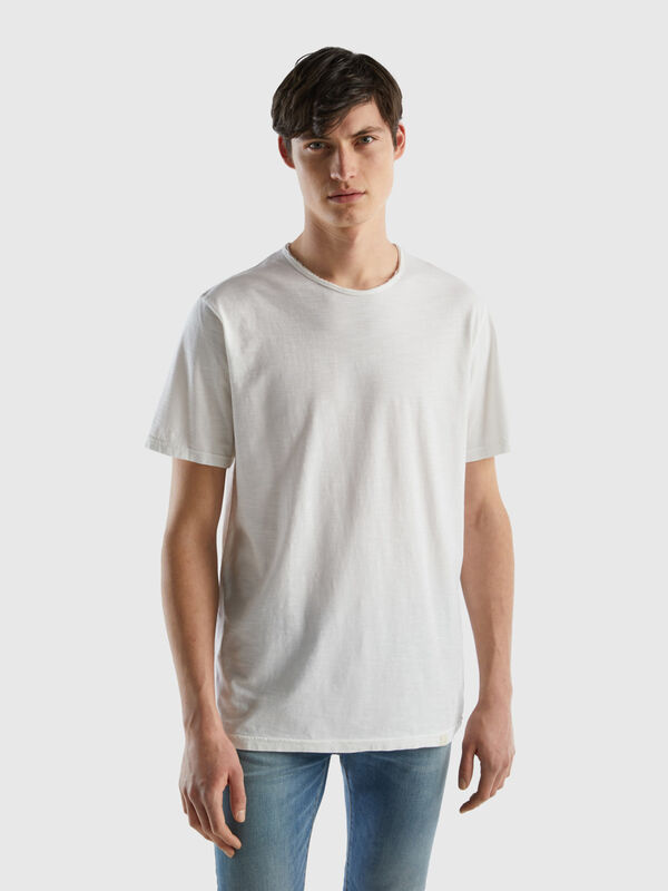 White t-shirt in slub cotton Men