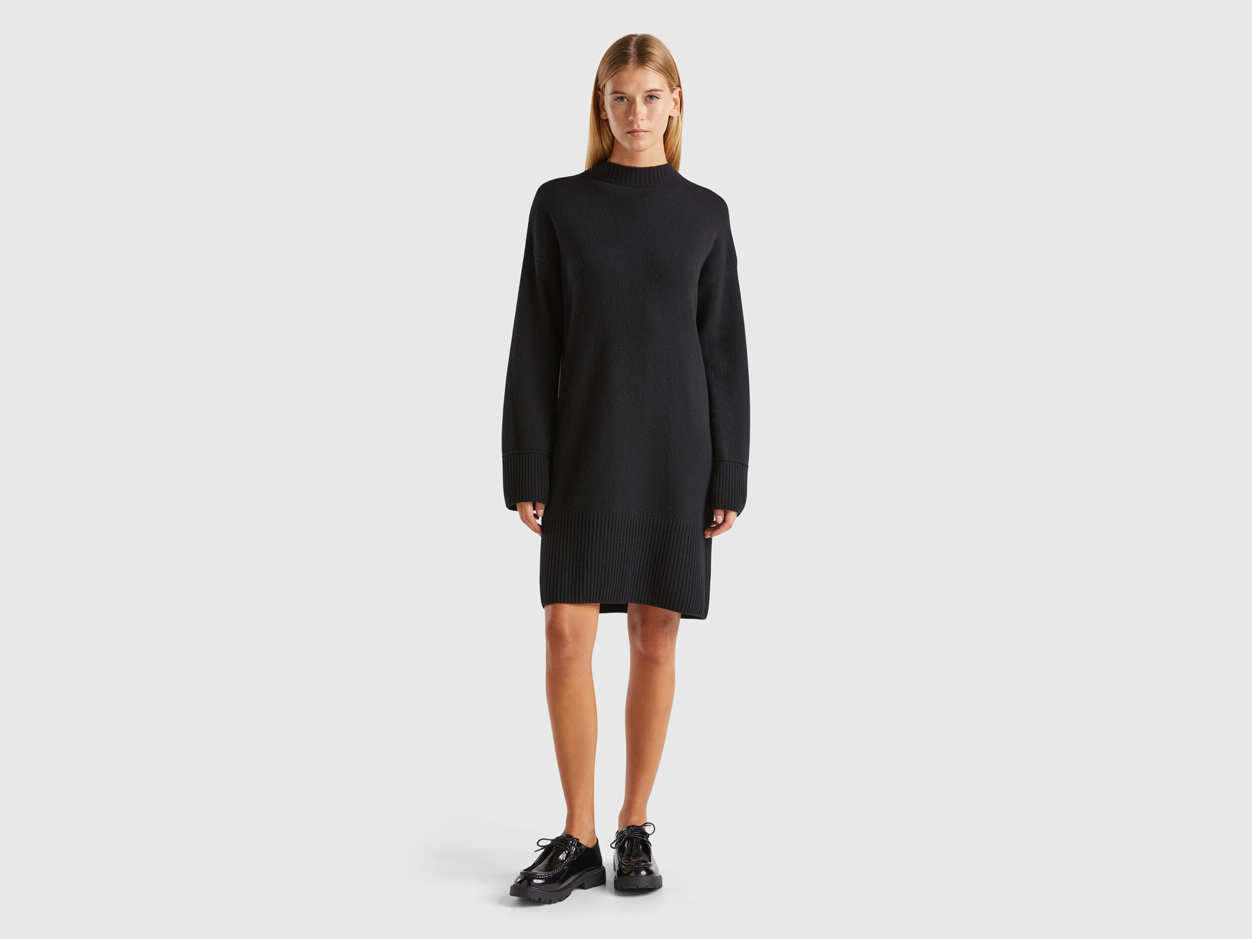 Vestito a lupetto in misto lana Nero Benetton
