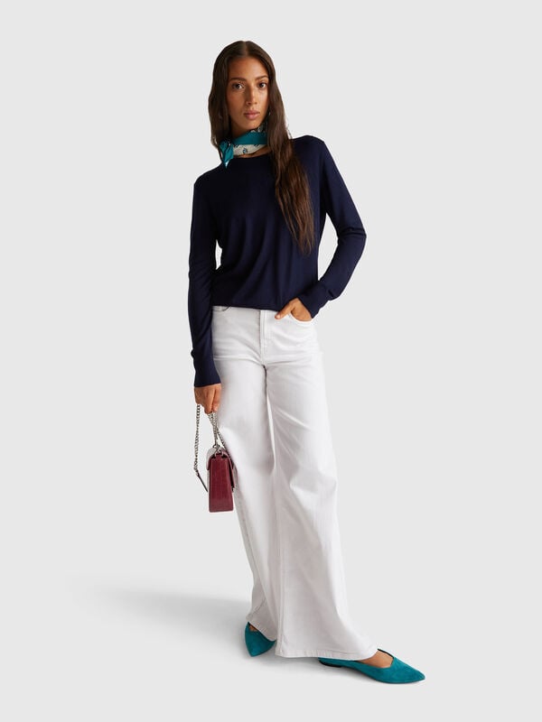 Langärmliger Pullover aus Seidenmischung Damen