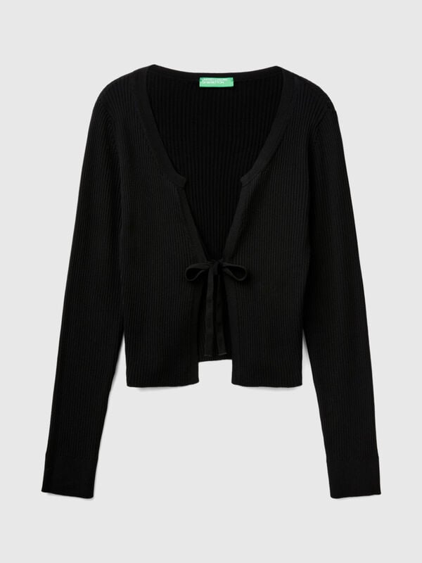 Cropped cardigan with laces Women