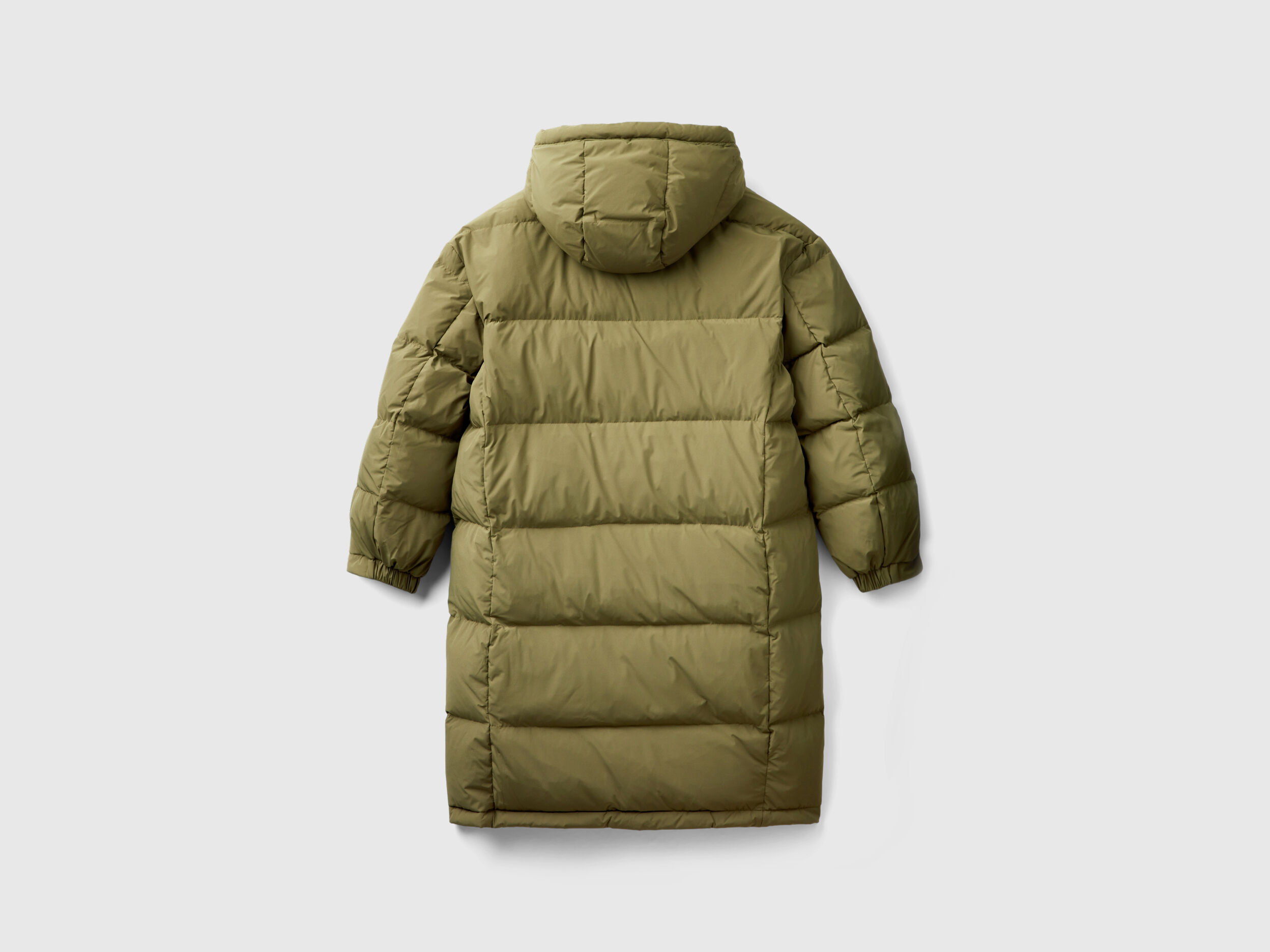 Piumino lungo imbottito con piuma riciclata Verde Militare Benetton