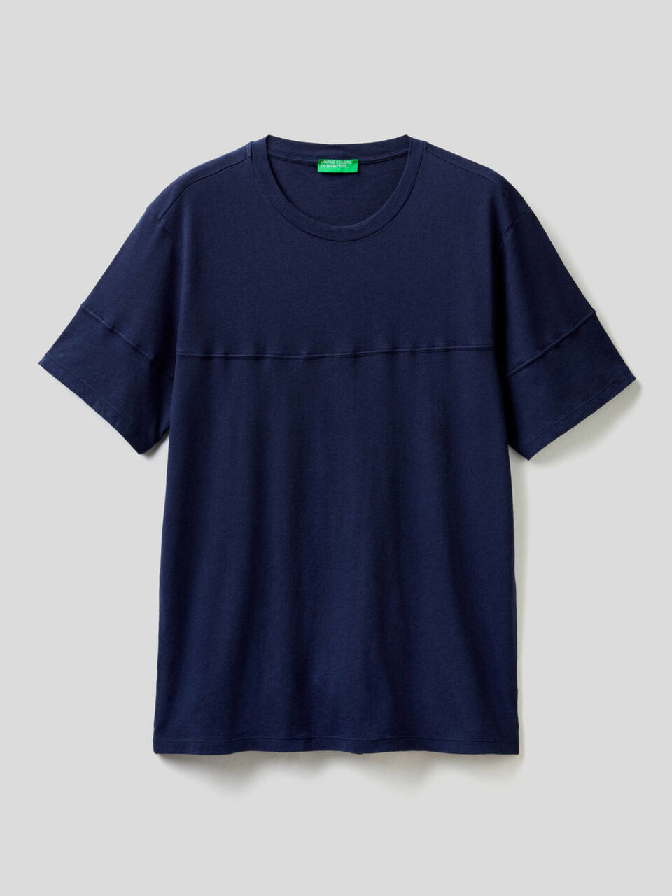 T-shirt tinta unita in misto lino image number 1