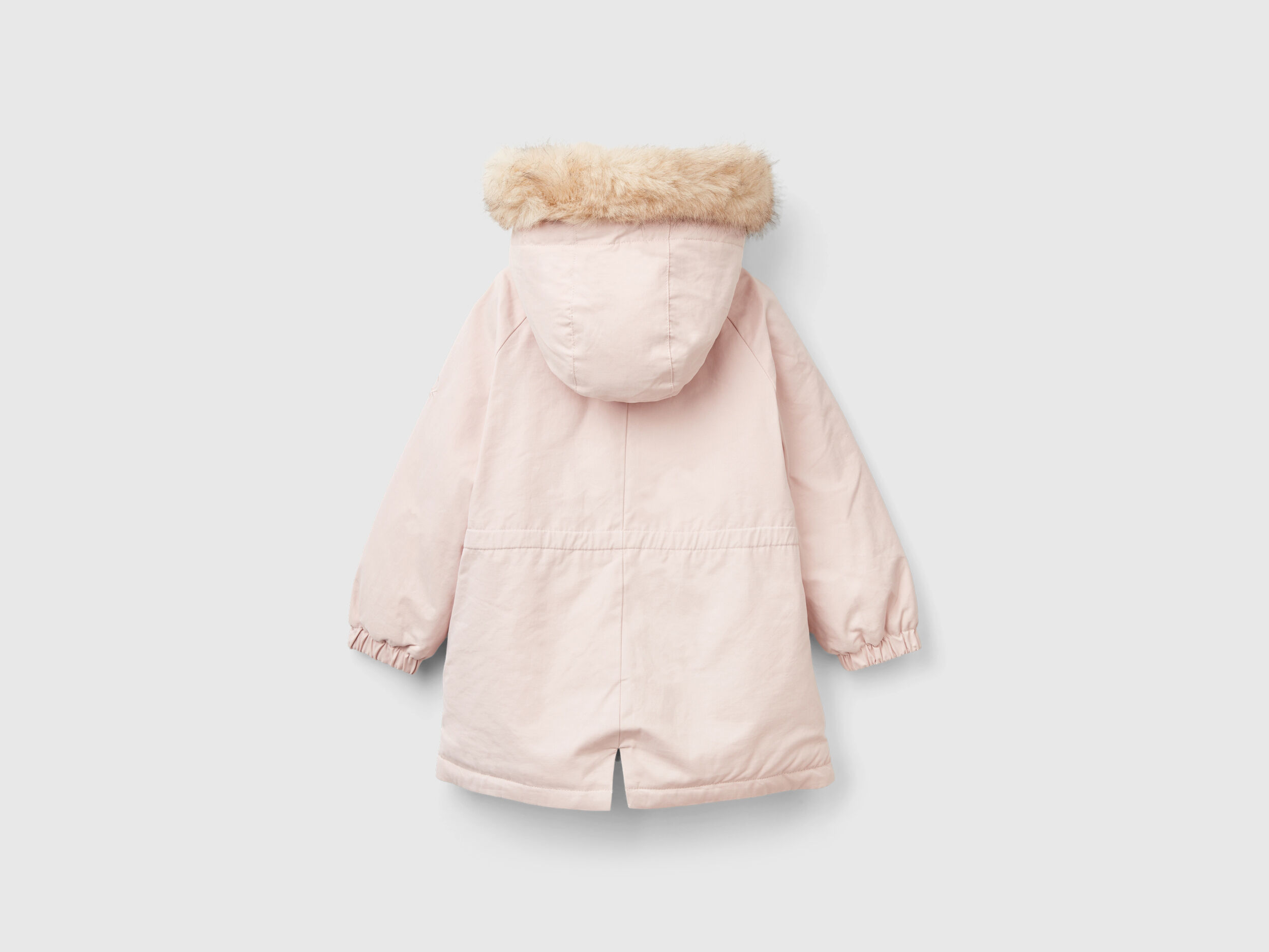 Padded parka with drawstring - Soft Pink | Benetton