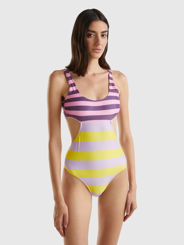 Striped cut-out one-piece swimsuit Women