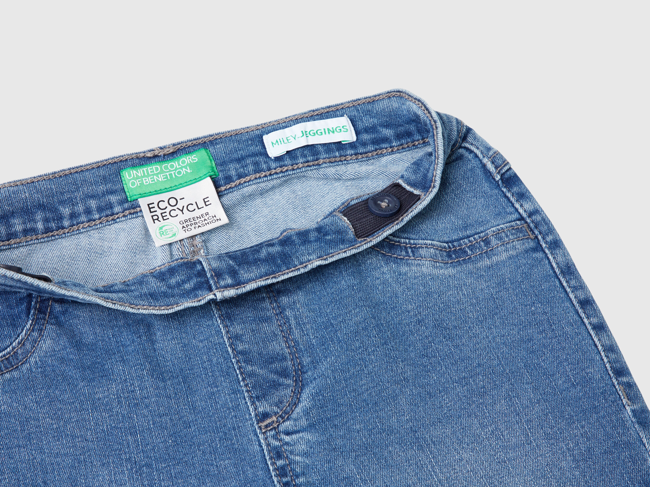 Eco Recycle stretch denim jeggings Light Blue Benetton