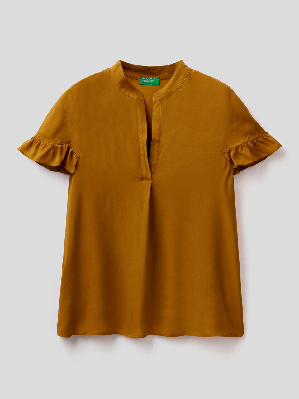 Blusa a manica corta con rouche image number 1