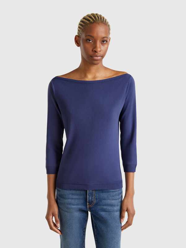 100% cotton boat neck sweater Women