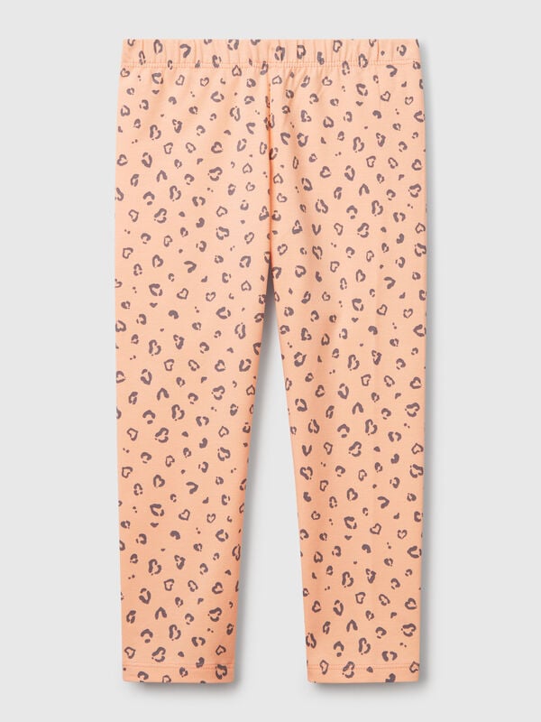 Leggings pesca con stampa animalier Bambina