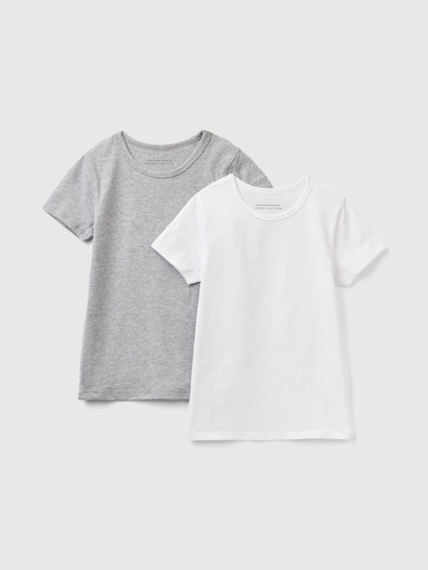 Due t-shirt in cotone bio stretch Bambino