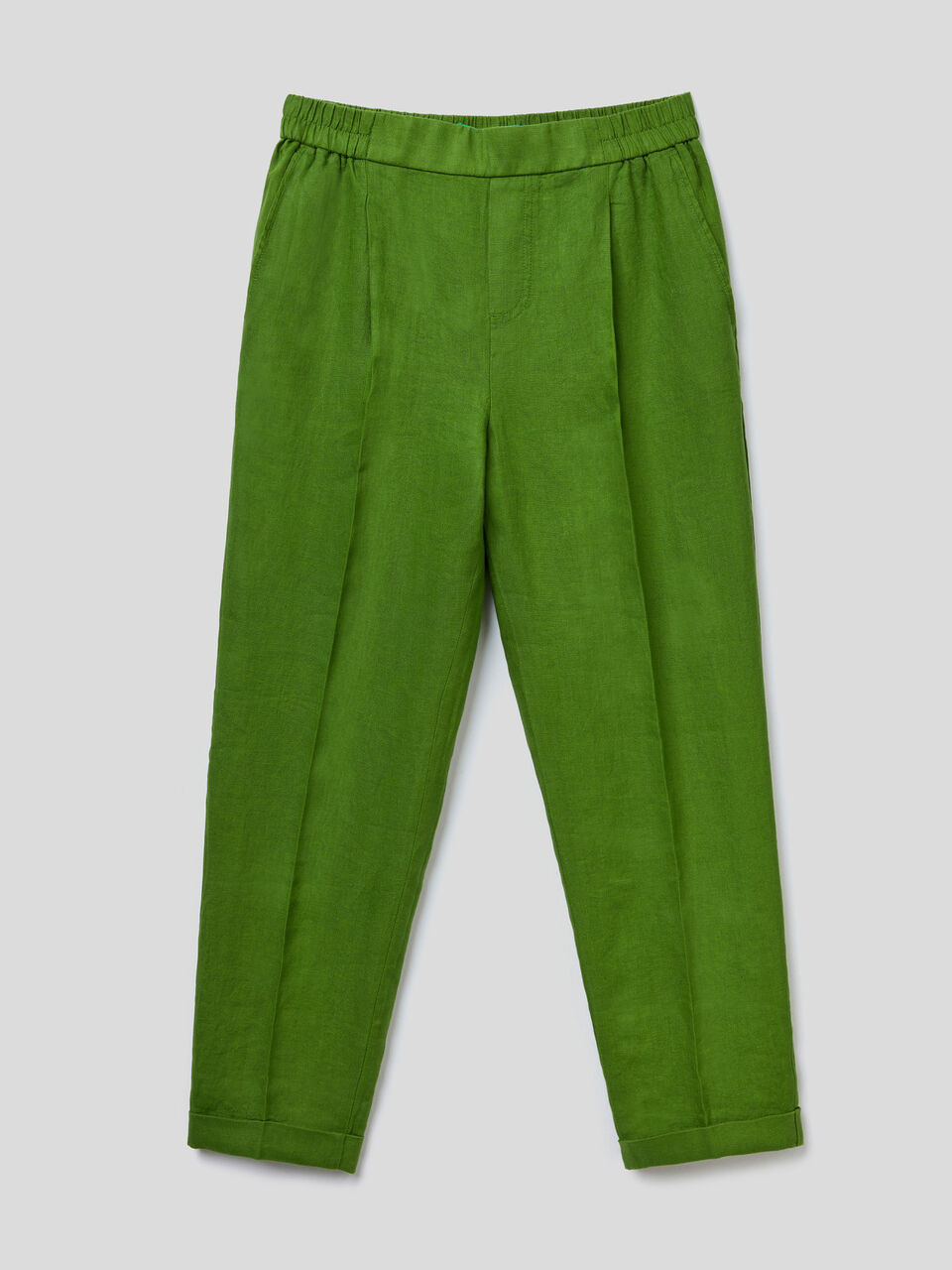 Cropped trousers in 100% linen image number 1
