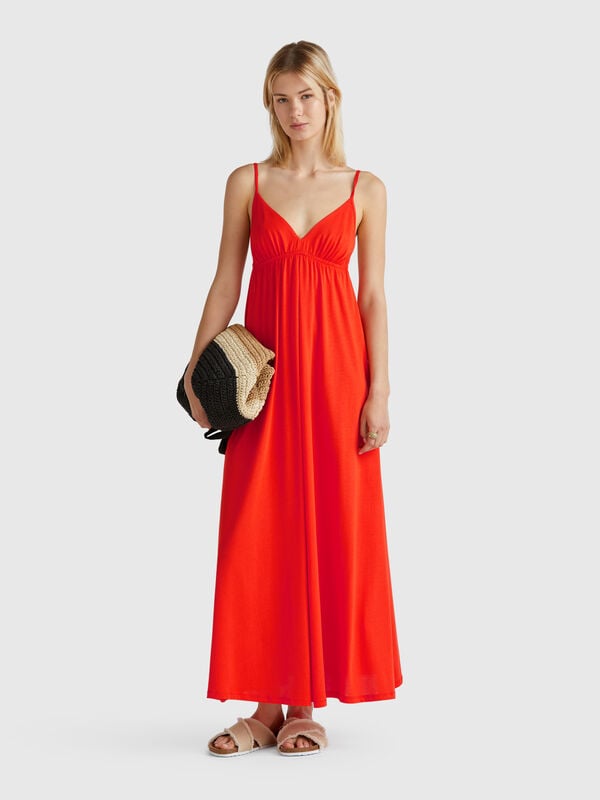 Robe en coton et viscose mélangés Femme