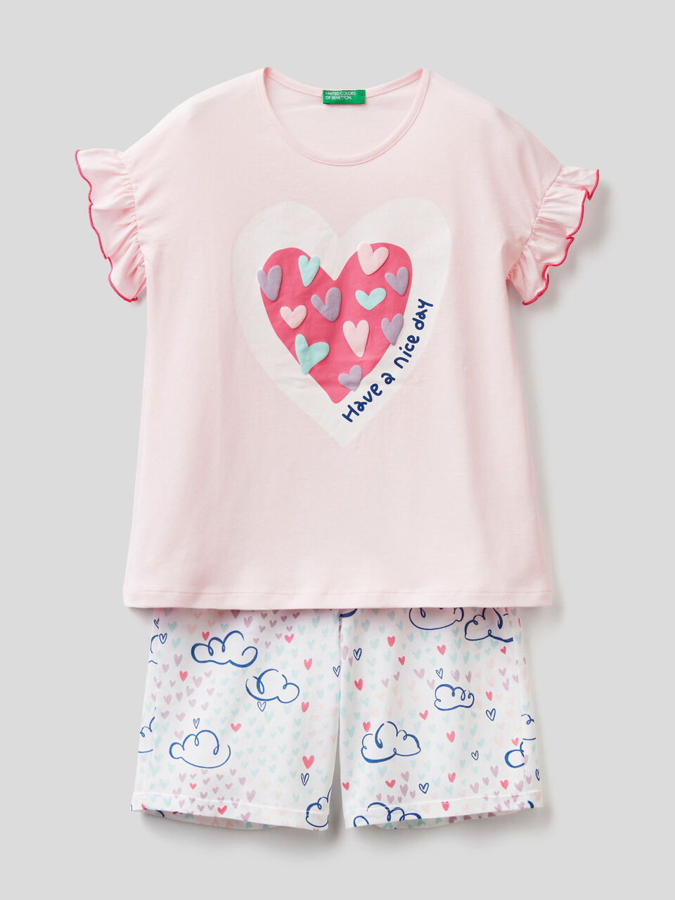 Pyjama court en coton et viscose image number 1