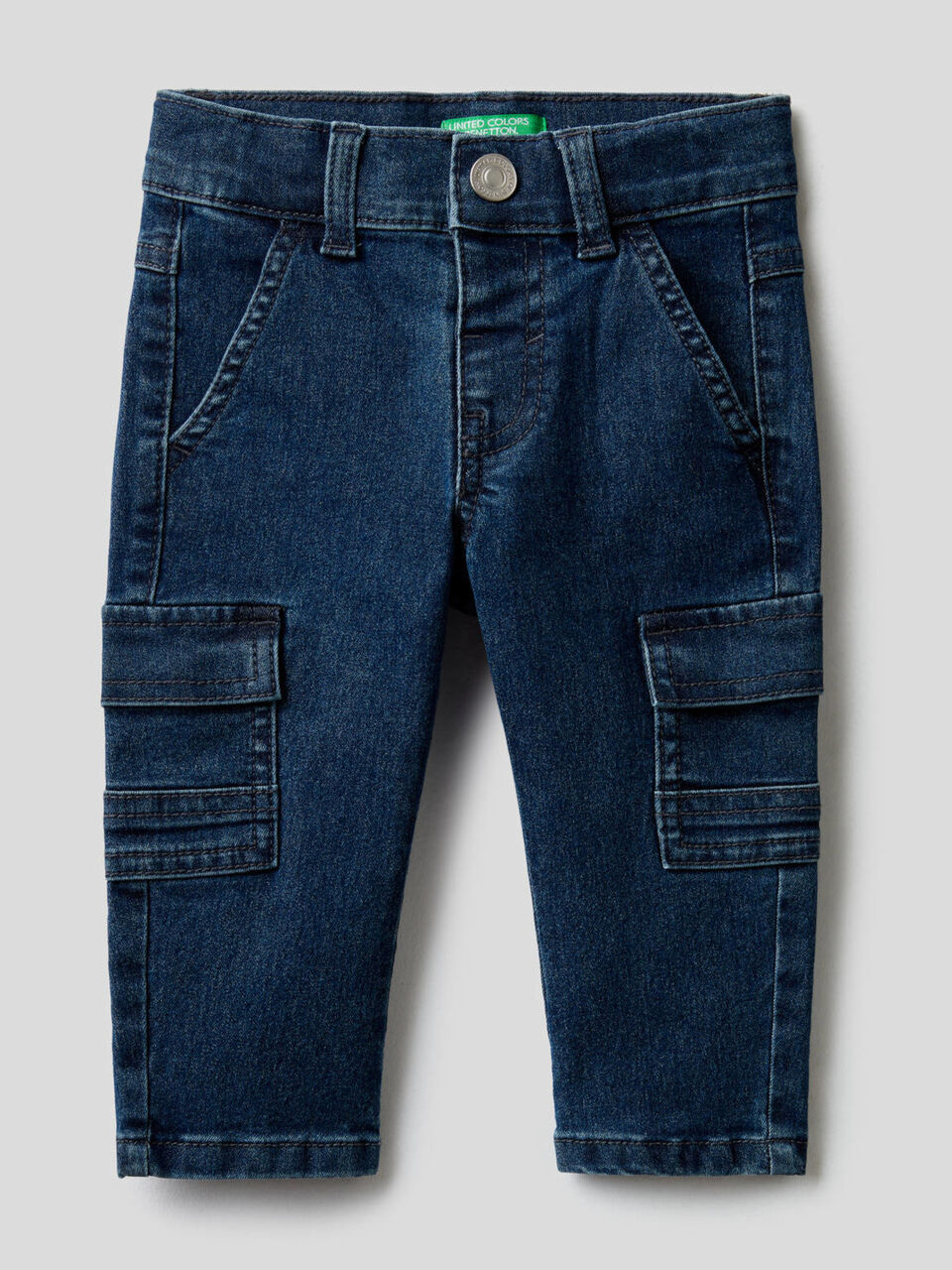 Pantalon cargo en denim stretch image number 1