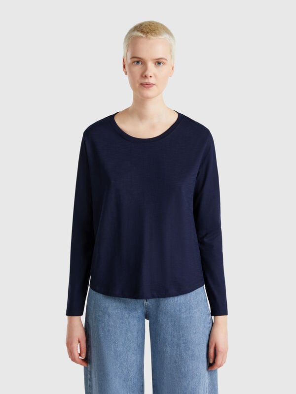 Langärmliges T-Shirt aus leichter Baumwolle Damen
