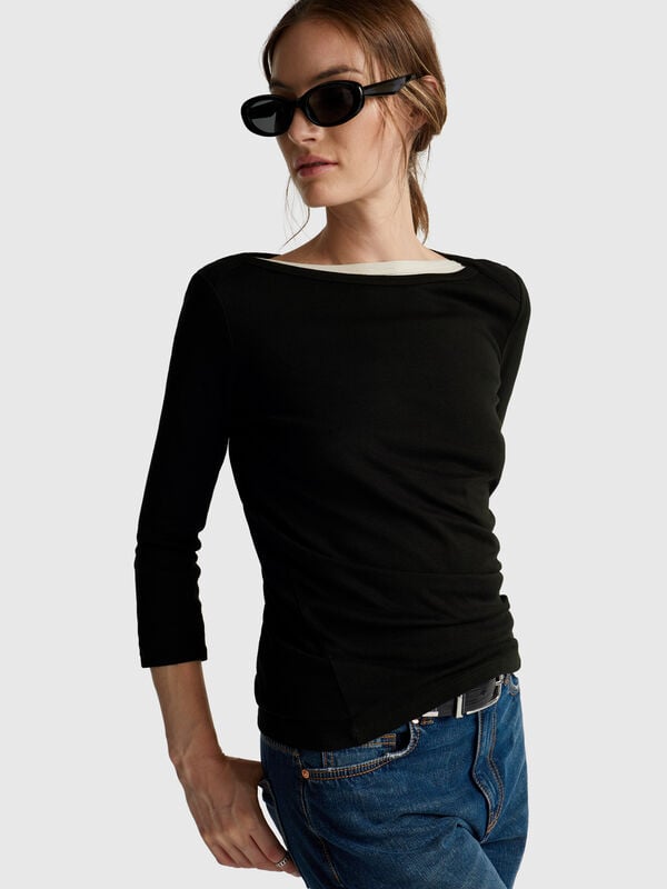 T-Shirt mit U-Boot-Ausschnitt Damen