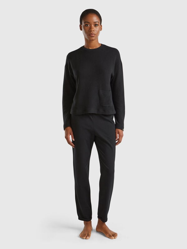 Trousers in warm stretch cotton Women