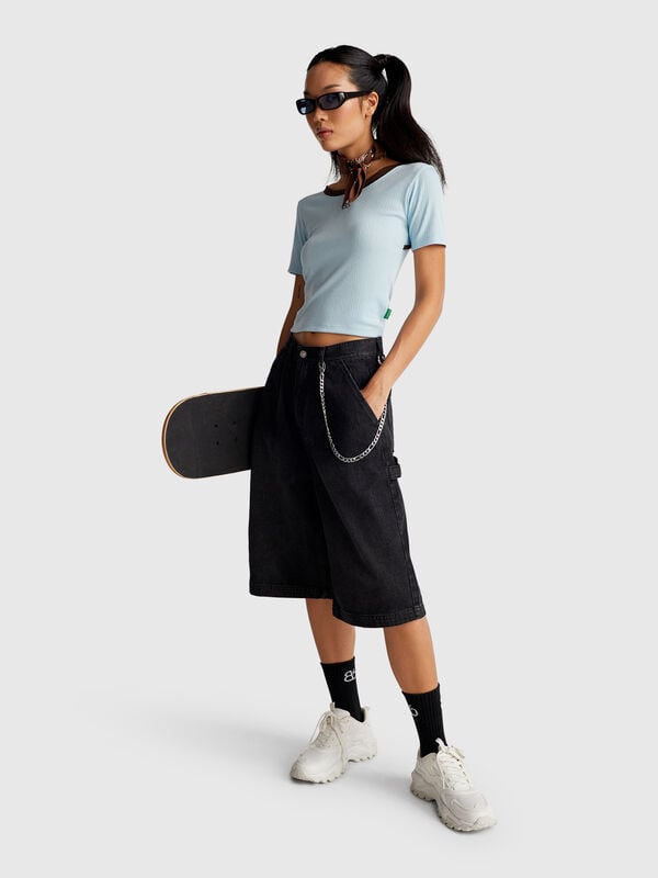 Bermuda di jeans al ginocchio Donna