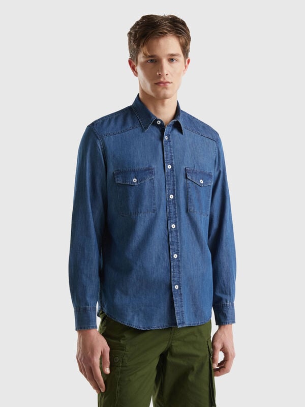 Camicia regular fit in chambray Uomo