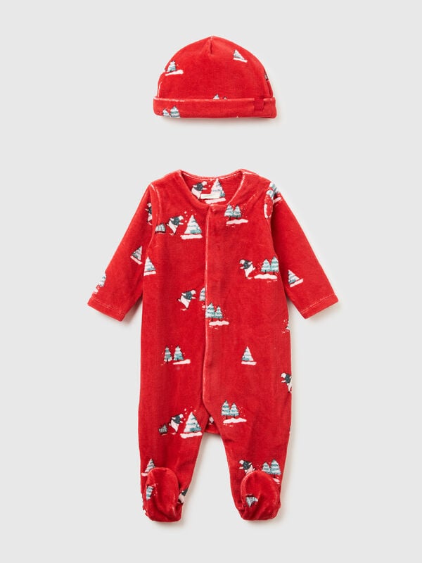 Onesie and chenille cap set New Born (0-18 months)