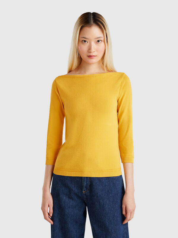 Pull 100 % coton à encolure bateau Femme
