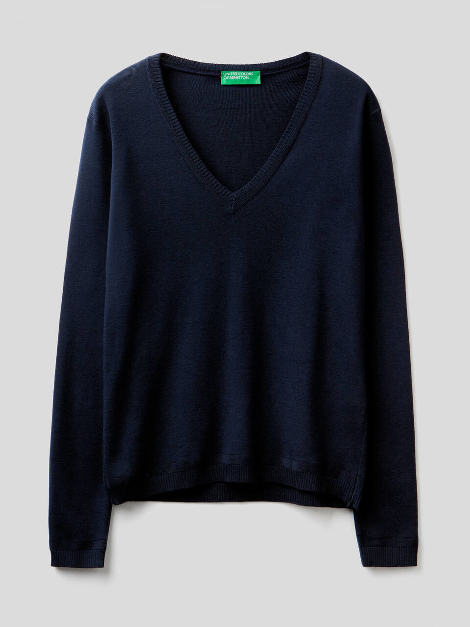 Pull en pur coton avec col en V image number 1