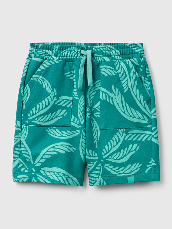 Shorts verdi con stampa tropicale Bambino