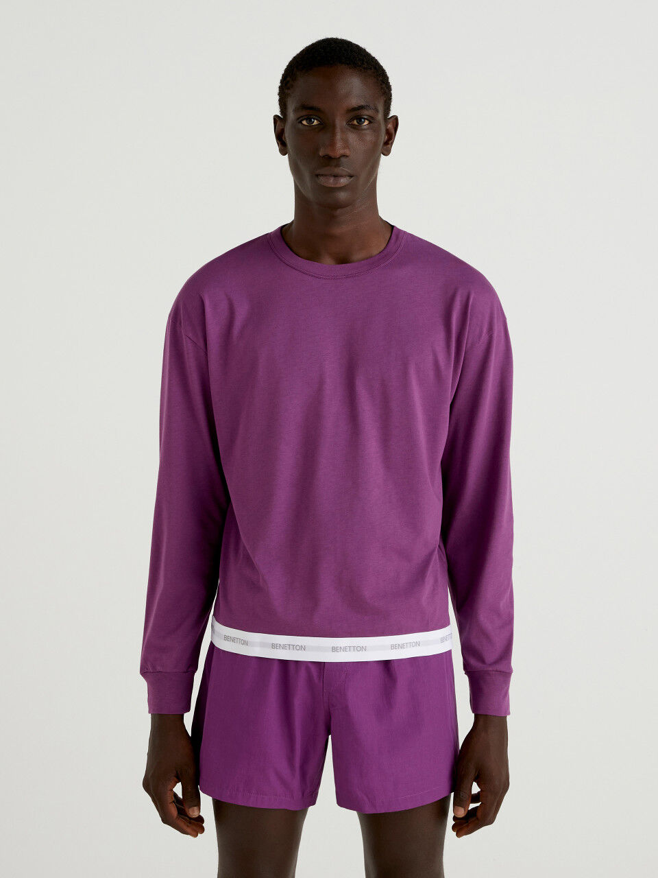 Sweat Couleur Cyclamen À Élastique Siglé United Colors of Benetton Homme Vêtements Sous-vêtements vêtements de nuit Pyjamas 