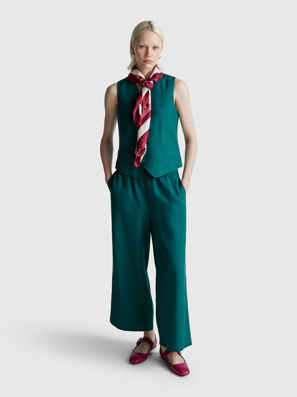 Pantalon large en pur lin Femme