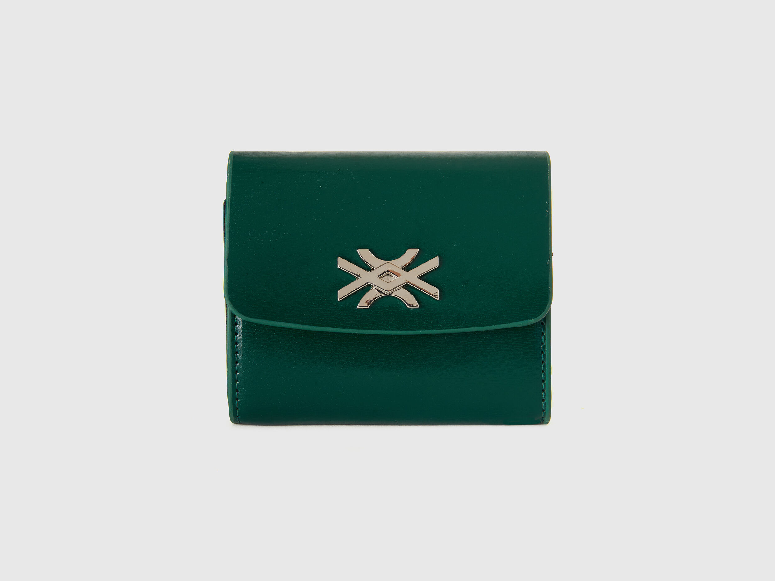 Portafoglio piccolo effetto vernice Verde Scuro Benetton