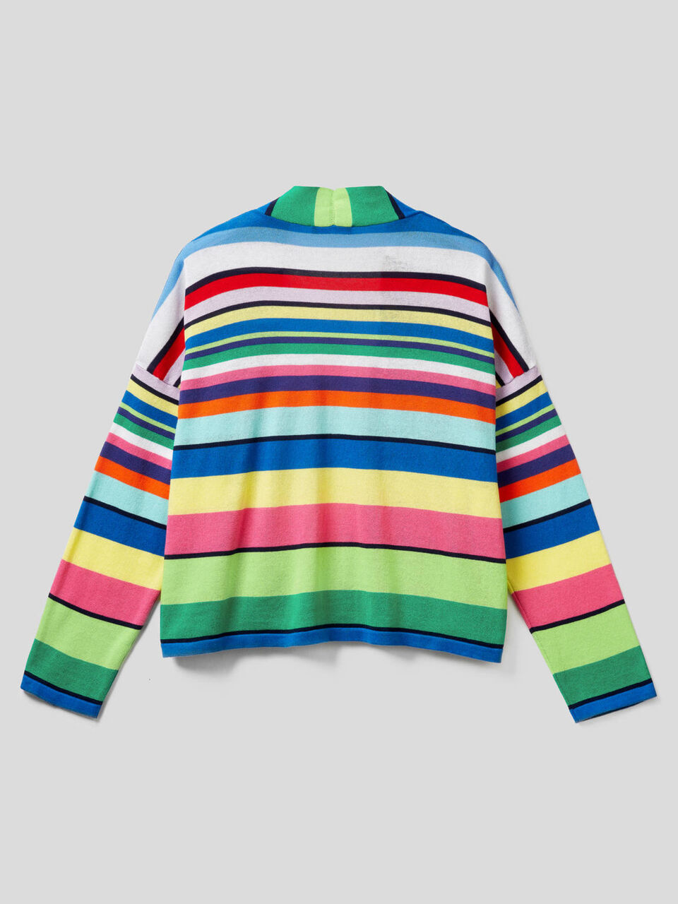 Strickjacke aus reiner Baumwolle mit bunten Streifen image number 2